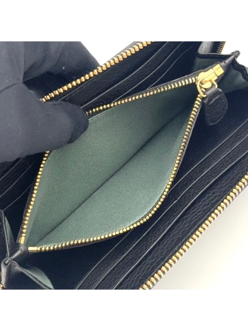 Bvlgari Monete Zip Around Leather Black Wallet Gold